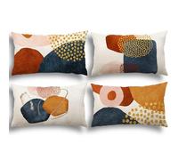 YCOLL Housse de Coussin 30x50 Lot de 4 Housse Coussin en Lin Coussin de Canapé Moderne Boho Coussin Canape Motif Abstrait Coussin Canape Chambre Canapé Extérieur Housse Oreiller 30 x 50 A080