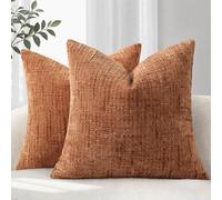 YCOLL Housse de Coussin 45x45 Lot de 2 Coussin de Canapé en Tissu Chenille Doux Housses de Coussin Orange brûlé Coussin Décoratif Canapé & Salon Housses de Coussin Décoratif pour Décorations