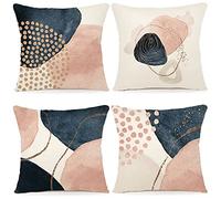 YCOLL Housse de Coussin 50 x 50 Lot de 4 Housse Coussin en Lin Coussin de Canapé Moderne Boho Coussin Canape Motif Abstrait Coussin Canape Chambre Canapé Extérieur Housse Oreiller 50 x 50 A091