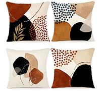 YCOLL Housse de Coussin 60x60 Lot de 4 Housse Coussin en Lin Coussin de Canapé Moderne Boho Coussin Canape Motif Abstrait Coussin Canape Chambre Canapé Extérieur Housse Oreiller 60 x 60 A092