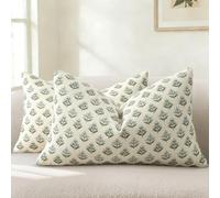 YCOLL Housse de Coussin Design Botanique Vintage Moderne 30x50 Lot de 2 Housses de Coussin Fleurs Coussin de Canapé Coussin Décoratif pour Canapé Lit Décoration d'intérieur et Salon Bleu Vert