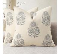 YCOLL Housse de Coussin Vintage Imprimé Fleuri 45x45 Lot de 2 Housses de Coussin Fleurs Coussin de Canapé Design Moderne Coussin Décoratif pour Canapé Lit Décoration d'intérieur et Salon Gris Discret