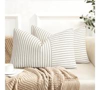 YCOLL Lot de 2 Housse Coussin 30 x 50 Housse de Coussin Coton Lin Coussin canape Rayures Coussin déco bohème Coussin canape déco pour canapé Salon Chambre Coussins d'extérieur 30 x 50 Gris