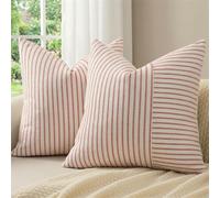 YCOLL Lot de 2 Housse Coussin 60 x 60 Housse de Coussin Coton Lin Coussin canape Rayures Coussin déco bohème Coussin canape déco pour canapé Salon Chambre Coussins d'extérieur 60 x 60 Rouge