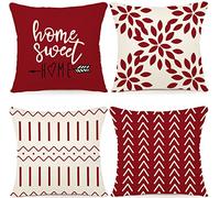 YCOLL Lot de 4 Housse Coussin Décoratif Canapé Taie d'oreiller Decoration Canapé Housses de Coussin en Lin d'extérieur Housse de Coussin Décoration pour Chambre, canapé, Chaise, Lit,Jardin 45x45CM