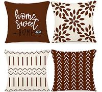 YCOLL Lot de 4 Housse de Coussin Décoratif Canapé Taie d'oreiller Decoration Canapé Housses de Coussin en Lin d'extérieur Housse de Coussin Décoration pour Chambre, canapé, Chaise, Lit,Jardin 45x45CM