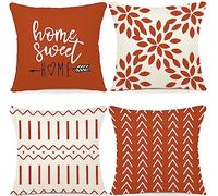 YCOLL Lot de 4 housses de coussin modernes en lin pour canapé, lit, voiture, 45 x 45 cm