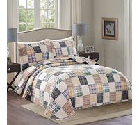 Ycosy Parure de lit réversible à Carreaux Beige pour très Grand lit, Couvre-lit Doux et léger pour Toutes Les Saisons, 1 Couette et 2 taies d'oreiller
