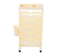 Yctze Bibliothèque Mobile à 6 Niveaux, Grande capacité, Support à Livres Roulant, Multifonction, épais, pour Bureau, Salon, Chambre à Coucher et Cuisine, Portable et avec roulettes (Beige)