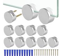 Yctze Clips pour Miroir Rond, Ensemble en Alliage de Zinc Robuste (SILVER) | Comprend des patins en caoutchouc, installation simple, idéal pour les miroirs muraux, s\'adapte à une épaisseur de 3 à 5 mm