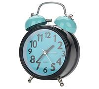 Yctze Double Bell Ultra Ultra Silent Mechanical Alarm Clock avec Une Alarme Forte - Vintage Quartz Movement Night Watch for Home & Travel (Blue)