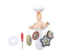 Yctze Mobile pour Berceau de bébé, Haut-parleur Bluetooth, Projecteur d'étoiles, Jouets de Dentition Rotatifs à 360° avec Matériau TPE, Veilleuse Douce et Réglable avec Pince Large Antidérapante,