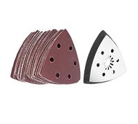 Yctze Outils Multifonctions Oscillants de 90 Mm, Tampon de Ponçage Triangulaire à 6 Trous avec 61 Jeux de Papier de Verre, Compatible avec Silverline, Ferrex et