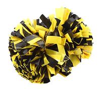 Yctze Pompons de Poche en Forme de Fleur de Pom-pom Girl, Pompons d'encouragement à Double Tête en Plastique Souple pour événements Sportifs et Spectacles, Jaune Noir, 24,5 Cm