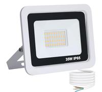 YCZM Projecteur LED Extérieur 35W,Spot LED Extérieur avec 40 LEDs Eclairage Exterieur IP65 Etanche,Projecteur 3000K Eclarage luminaire exterieur pour Jardin,Garage,Entrée,La Cour【1 Pièces Blanc】