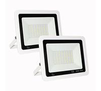 YCZM Projecteur LED Extérieur 50W,Spot LED Extérieur avec 72 LEDs Eclairage Exterieur IP65 Etanche,Projecteur 3000K Eclarage luminaire exterieur pour Jardin,Garage,Entrée,La Cour【2 Pièces Blanc】