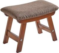 YD-1359 Tabouret de pied, tissu en lin, tabouret empilable en bois avec tapis antidérapant, tabouret rembourré pour chaussures interchangeables, tabouret empilable pour cuisine, salon, pied marron + c
