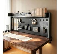 YDAECKRYVB Étagère de Bureau avec Panneau perforé, Rangement au-Dessus du Bureau, bibliothèque métallique pour dortoir, Bureau Domestique et Espace Gaming,À Clipser et Vertical