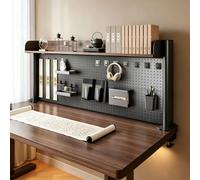 YDAECKRYVB Étagère de Bureau avec Panneau perforé, Rangement au-Dessus du Bureau, bibliothèque métallique pour dortoir, Bureau Domestique et Espace Gaming,À Clipser et Vertical
