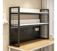 YDAECKRYVB Étagère de Bureau sur Plan, Bibliothèque de Bureau à 2 Niveaux modulable avec Panneau perforé et Grille latérale, Cadre Acier épais, Rangement pour Bureau Chambre étudiant