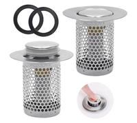 YDHfdc 2 Pièces Filtre Evier Cuisine en Acier Inoxydable 33 × 50 mm Bonde de Lavabo avec Panier Filtrant Amovible Bouchon Evier Salle de Bain pour Baignoire,Cuisine