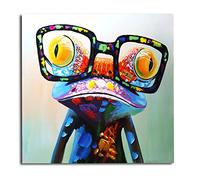 YDNGDINGYAO Peinture sur Toile Abstraite Mur Art Moderne Coloré Grenouille Abstrait Décor Belle Peinture À l'huile Animale sur Toile-80x80cm No Frame