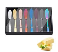 YDware Lot de 8 couteaux à beurre en acier inoxydable 18/10 15 cm Multicolore Épandeur à fromage dans une boîte cadeau noire Passe au lave-vaisselle