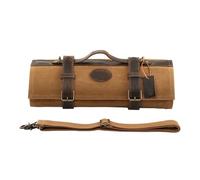 YDYAENIO Sac à Rouleau de Couverts Sac de Rangement for Couteaux, étui à en Toile cirée et huilée, Accessoires Cuisine, Couteau Chef, Enroulable(Brown)