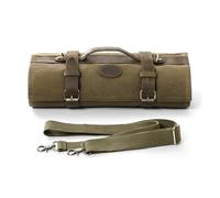 YDYAENIO Sac à Rouleau de Couverts Sac de Rangement for Couteaux, étui à en Toile cirée et huilée, Accessoires Cuisine, Couteau Chef, Enroulable(Green)