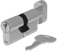 Yale YC500 plus Cylindre de Serrure à Bouton 30x30 mm, 5 Goupilles - Porte Extérieure, Porte intérieure, Porte d'Entrée - 3 Clés, Nickelé