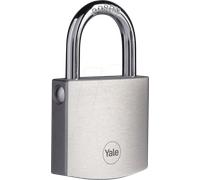 Yale Y114B/50/111/1 - cadenas en laiton corps 50×47 mm anse Ø7 mm finition chromée 3 clés mécanisme ouble verrouillage haute sécurité conforme EN 12320 extérieur portes et abris portes portails