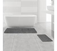 Yeaban Lot de 2 tapis de salle de bain en chenille épaisse, absorbants et lavables, antidérapants, extra doux pour sol de salle de bain, baignoire, douche et lavabo (43,2 x 61 cm et 43,2 x 119,4 cm