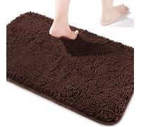 Yeaban Tapis de bain en chenille antidérapant moelleux épais - Tapis de bain absorbant et lavable pour salle de bain et douche (Marron, 50,8 x 81,3 cm)
