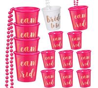 YeahBoom 14 Pièces Bachelorette Partie Colliers de Fête de Mariage,Verres à Shot en Plastique Perlé Mariée,Collier Bachelorette Party,Collier Verres à Shot en Plastique Perlé Tasses de mariée