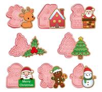 YeahBoom 8 Pièces Emporte Pièces Noël, 3D Moule Biscuit Plastique, Enfant Moule Cookie Pâtisserie, Noël DIY Décoration de Gâteau Biscuits