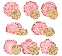 YeahBoom 8PCS Emporte Pièces,3D Moule Biscuit Plastique,Pièces Cookie Mold,Moules à Biscuits en Silicone,Moule à Biscuits,Emporte-Pièces en Plastique