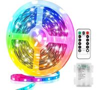YeahBoom Bande LED à piles, 1 m, autocollante, avec 8 modes, minuterie, télécommande, étanche, flexible, découpable, pour chambre à coucher, armoire, décoration de la maison (multicolore)