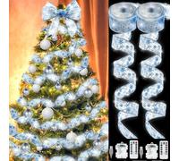 YeahBoom Lot de 2 rubans lumineux de Noël - 2 x 6 m - 120 LED - Fonctionne avec piles - Décoration de Noël pour l'intérieur et l'extérieur