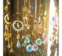 YeahBoom Lot de 7 carillons éoliens en cristal attrape-soleil, décoration de fenêtre, pendentif en cristal arc-en-ciel, attrape-soleil en cristal, décoration de fenêtre, à suspendre pour la maison, le