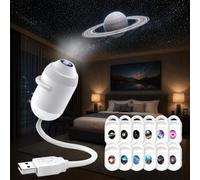 YeahBoom Projecteur 2 en 1 Galaxy Night Light, projecteur de ciel étoilé réglable à 360° pour adultes, projecteur LED ciel étoilé avec 12 films de projection coulissants pour voiture, salon, chambre à