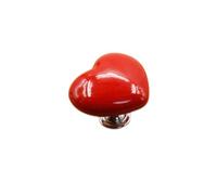 Yeandshi Lot de 2 boutons de tiroir en céramique rouge en forme de cœur pour chambre d'enfant. Les boutons avec un trou unique de 50 mm de long sont adaptés pour les accessoires d'armoire et de tiroir