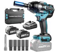 YEARTOP 21V hoc Sans Fil Desserrage 1000 Nm pour Changement de Pneus | Compatible avec Makita 18V, 4 Vitesses, Brushless hoc 1/2" avec 2 x 4.0Ah Batteries & 5 Douilles, Lumière LED