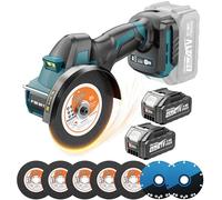 YEARTOP Mini scie circulaire de 10,2 cm compatible avec batterie Makita 18 V, profondeur de coupe de 40 mm, mini scie circulaire manuelle avec 2 batteries de 4000 mAh, scie circulaire manuelle sans