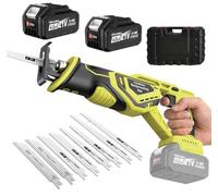YEARTOP Scie Sabre Sans Fil 3500 tr/min avec 2 x 4000mAh Batteries | Course 28mm, Brushless Scie Sabre Compatible avec Batterie Makita 18V, 8 Lames (Bois/Métal/PVC) & Coffret de Rangemen