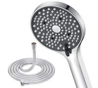 YEAUPE Pommeau de Douche avec tuyau 1,6m, 6 Modes Jet Ø110 mm Anti-Calcaire | 6 modes pour toute la famille, jet puissant, Ø110 mm, picots anti-calcaire et flexible métallique 1,6 m inclus