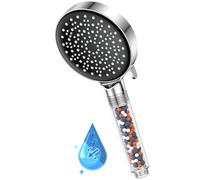 YEAUPE Pommeau de douche haute pression avec filtre - 6 modes de pulvérisation réglables - Douchette à effet pluie avec buses en silicone anti-calcaire (pommeau de douche sans tuyau), 9,5 L/min