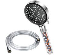 YEAUPE Pommeau de douche haute pression avec tuyau de 1,5 m - Pommeau de douche puissant pour filtre à eau dure basse pression - Tuyau de douche et pommeau de douche économiseur d'eau - 6 modes -