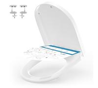YEAUPE PRO Abattant de toilette universel en forme de D avec fermeture amortie en polypropylène Blanc 45 x 36 cm
