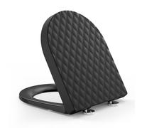 YEAUPE PRO Abattant WC avec frein de chute Forme D, - Cuvette Toilette en PP avec Démontage Rapide, Patins Antidérapants et Gabarit d’installation - Silencieux et Durable, Noir 43,5 * 36,2 cm