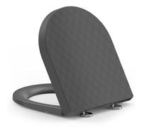 YEAUPE PRO Abattant WC avec frein de chute Forme D, - Cuvette Toilette en PP avec Démontage Rapide, Patins Antidérapants et Gabarit d’installation - Silencieux et Durable, Gris 43,5 * 36,2 cm